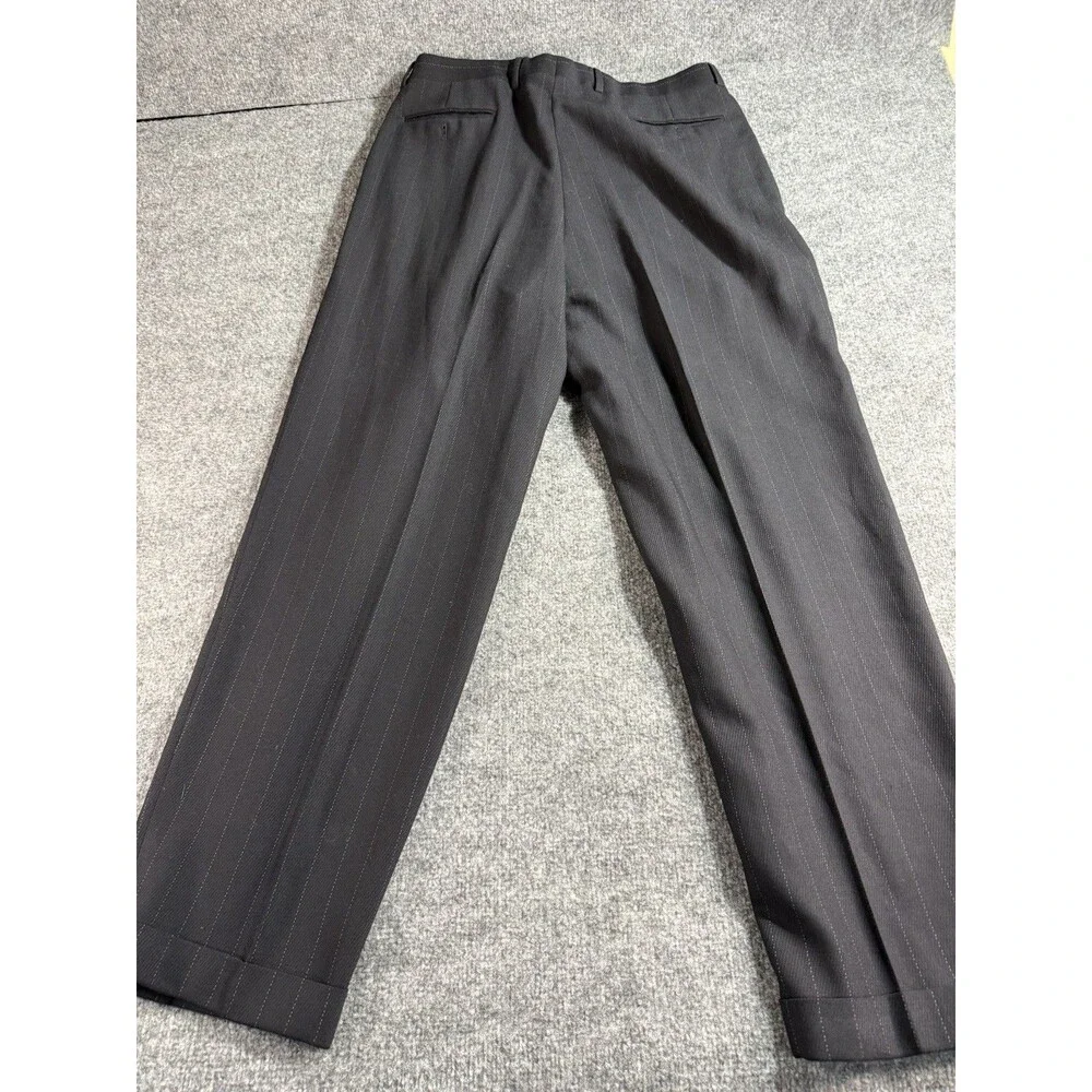 Armani Collezioni Men’s 36x32 Classic Fit Textured Pinstripe Pants – Black